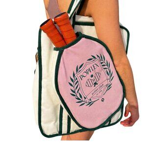 POPFLEX Cream and Pink Tote Bag with Green Accents
